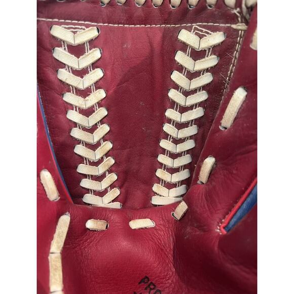 VTG B-Line B Line Baseball Glove Red White Blue Leather Custom Built 900 Taiwan - Picture 2 of 12